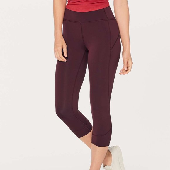 Lululemon In Movement Crop Everlux 19" Burgundy - Picture 2 of 8